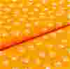 Bavlněná látka - Bílé kytičky s lístečky z puntíků na oranžové